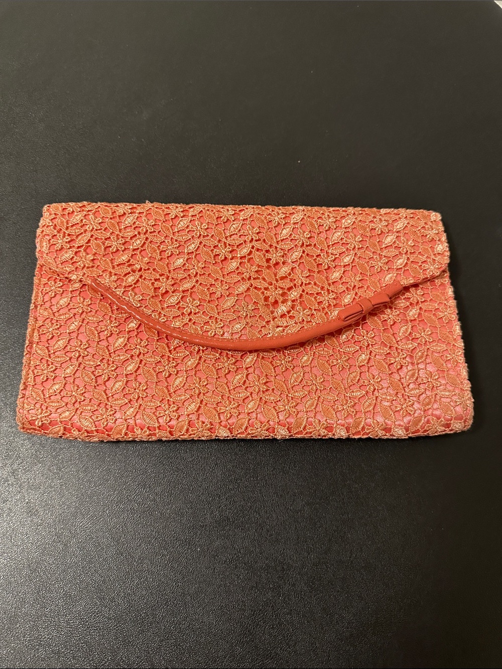 Banana Republic Coral Lace Envelope Clutch